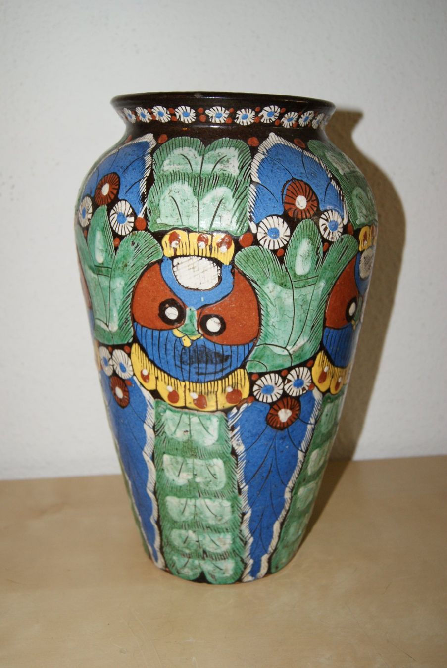 Vasi & Recipienti: Alte Thuner Majolika Vase Eulenmuster – Usato da Zürich venduto da Widi1 1