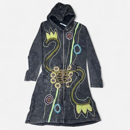 Hoodie Kleid-Jacke mit bunten Stickereien Goa Style