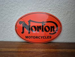 Emailschild Norton Motorrad Logo Werkstatt Emaille Schild