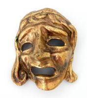 50/60er Bronze « Tragödie Maske » Wanddeko - 11.0cm