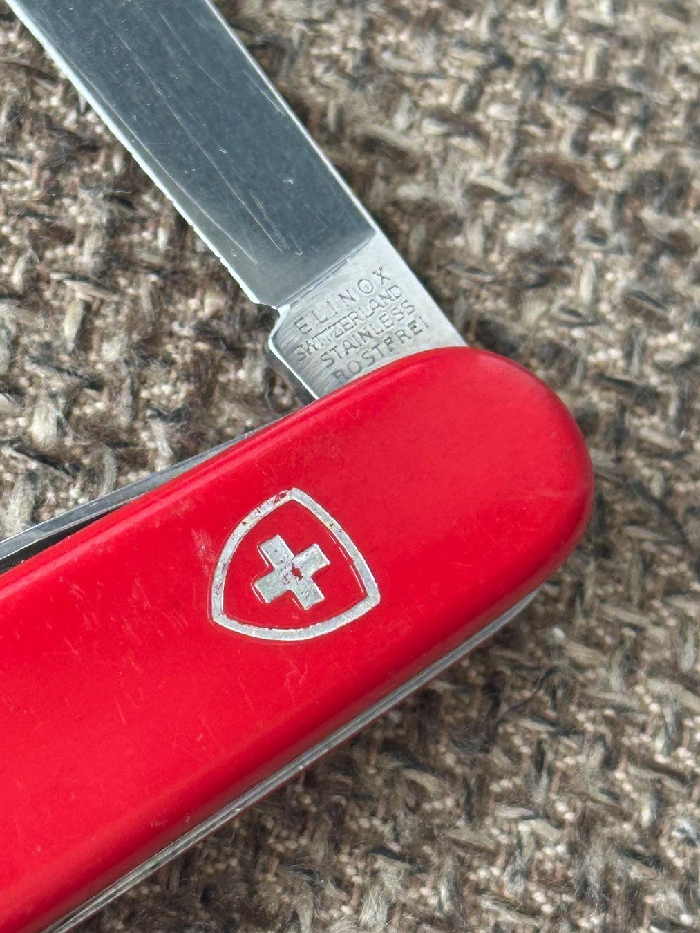 Victorinox Coltelli tascabile: Altes Sackmesser ELINOX Rot 91mm – Usato da Dübendorf venduto da lan1808 4