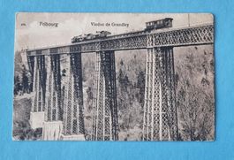 Fribourg (FR) - Viadukt - Eisenbahn - Baumaschine - 1919