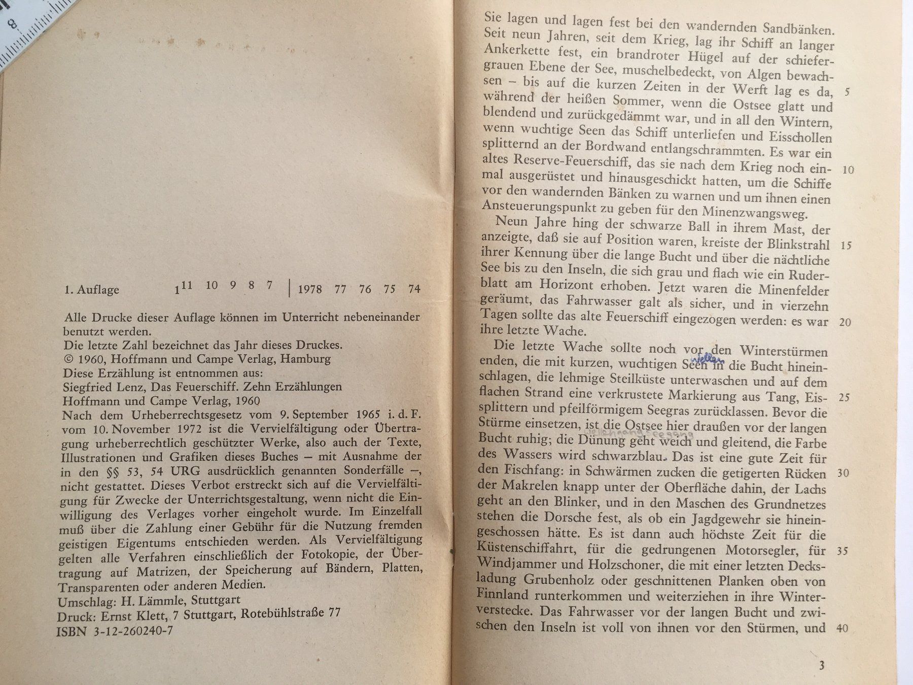 Libri: Das Feuerschiff - Siegfried Lenz – Usato da Grenchen venduto da Kogi7 1
