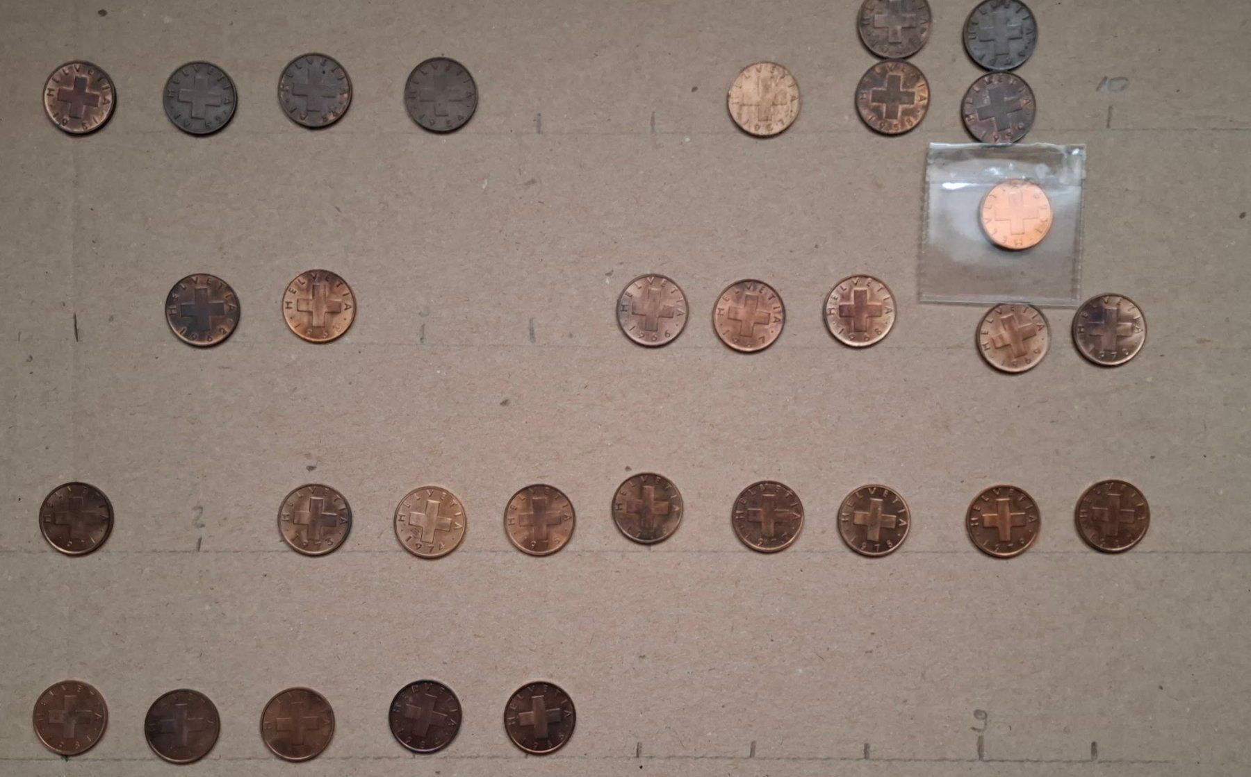 Tutti le monete: CHF 0.01 1948 à 1985 / SS à SS+  VZ / – Usato da Fribourg venduto da Kiki020