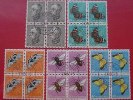 1950, J133-J137 Pro Juventute 4er-Blöcke mit ET-O, K: 350.-+
