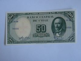 Chile 5 Centesimos on 50 Pesos 1960, P-126, UNC