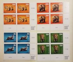 1624-27, Satz Tierbabys postfrisch im 4-Block mit Tabs