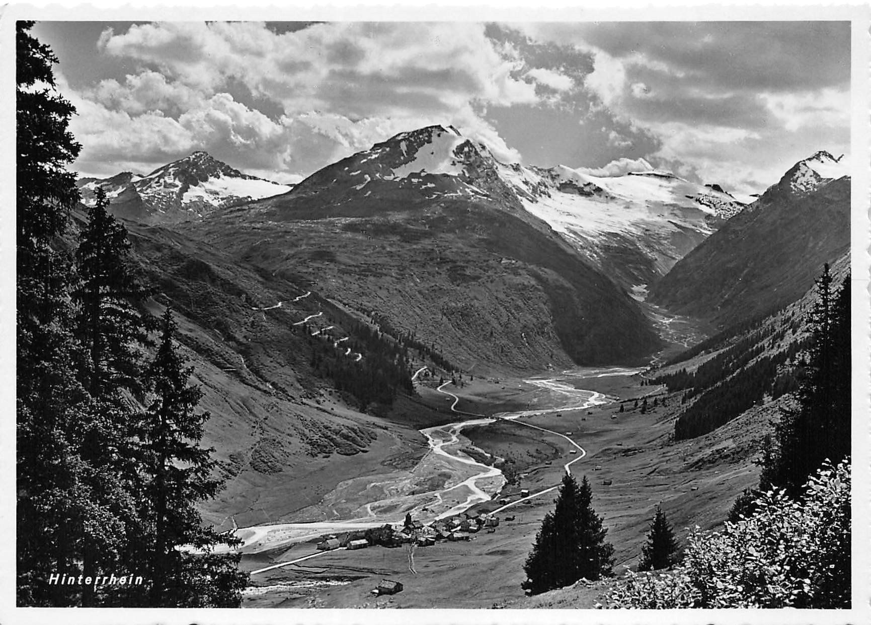 Cartoline postali: Hinterrhein mit Valserberg – Usato da Ottikon b.Kemptth. venduto da Neptun1974