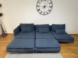 Gemütliches Ecksofa in Blau-Grau 