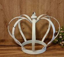 Vintage Deko-Krone, Shabby Chic, Metall, Weiss, neu