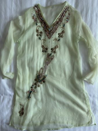 Tunique plage transparente broderies perles T/L