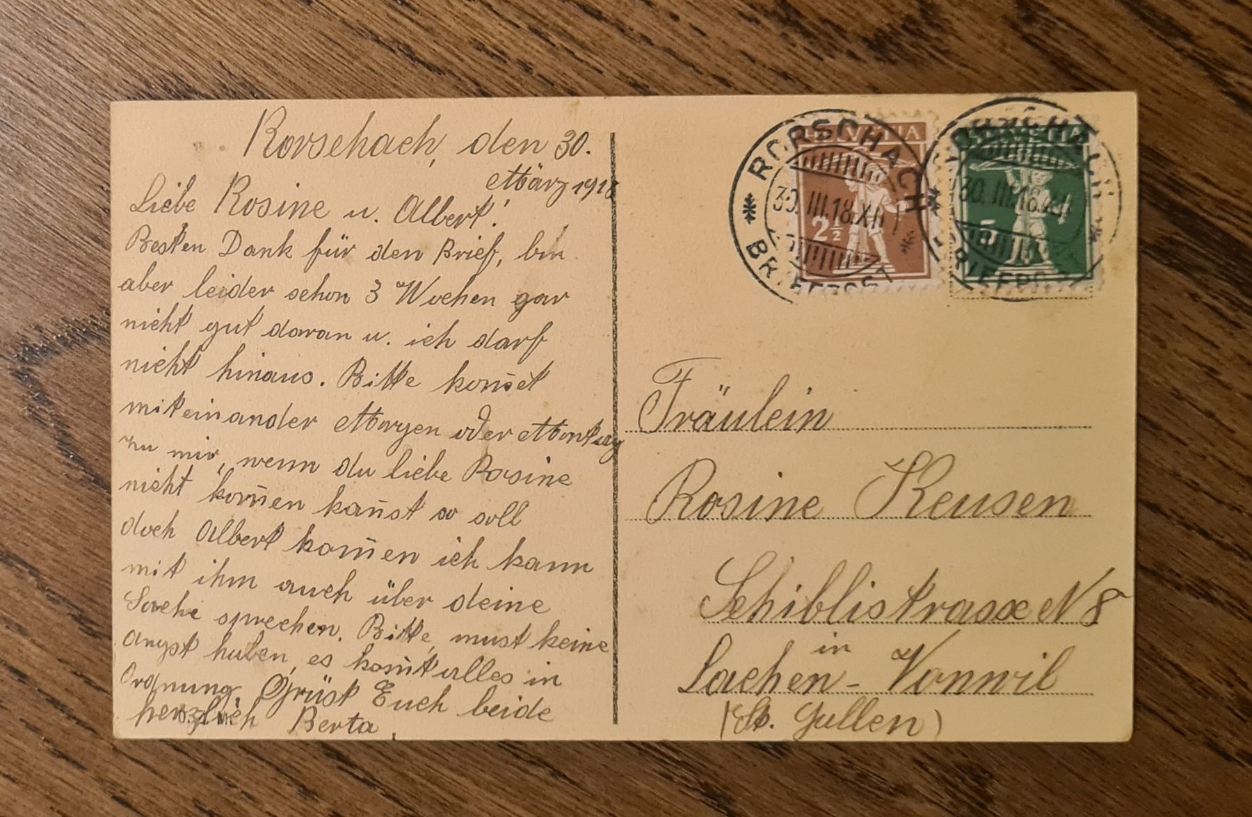 Cartoline postali: Rorschach, Hafenpartie mit Schiffen 1918 – Usato da Ebikon venduto da Donar50 2