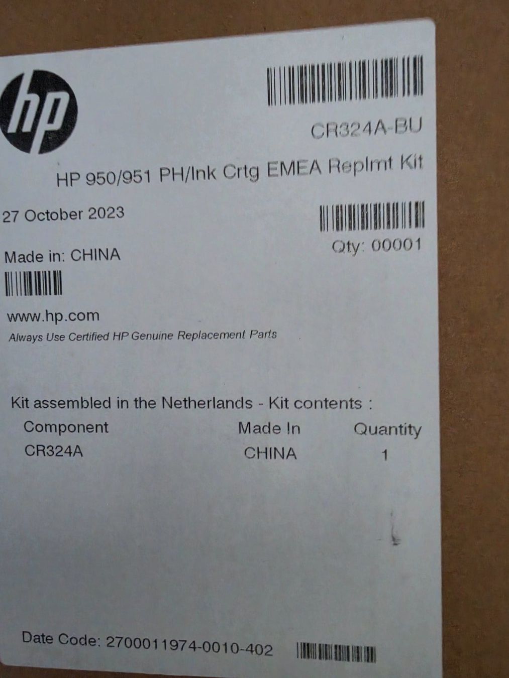Hewlett Packard Filament: HP Druckkopf C324A-EU – D'occasion à Zumikon par Loepfepc 1
