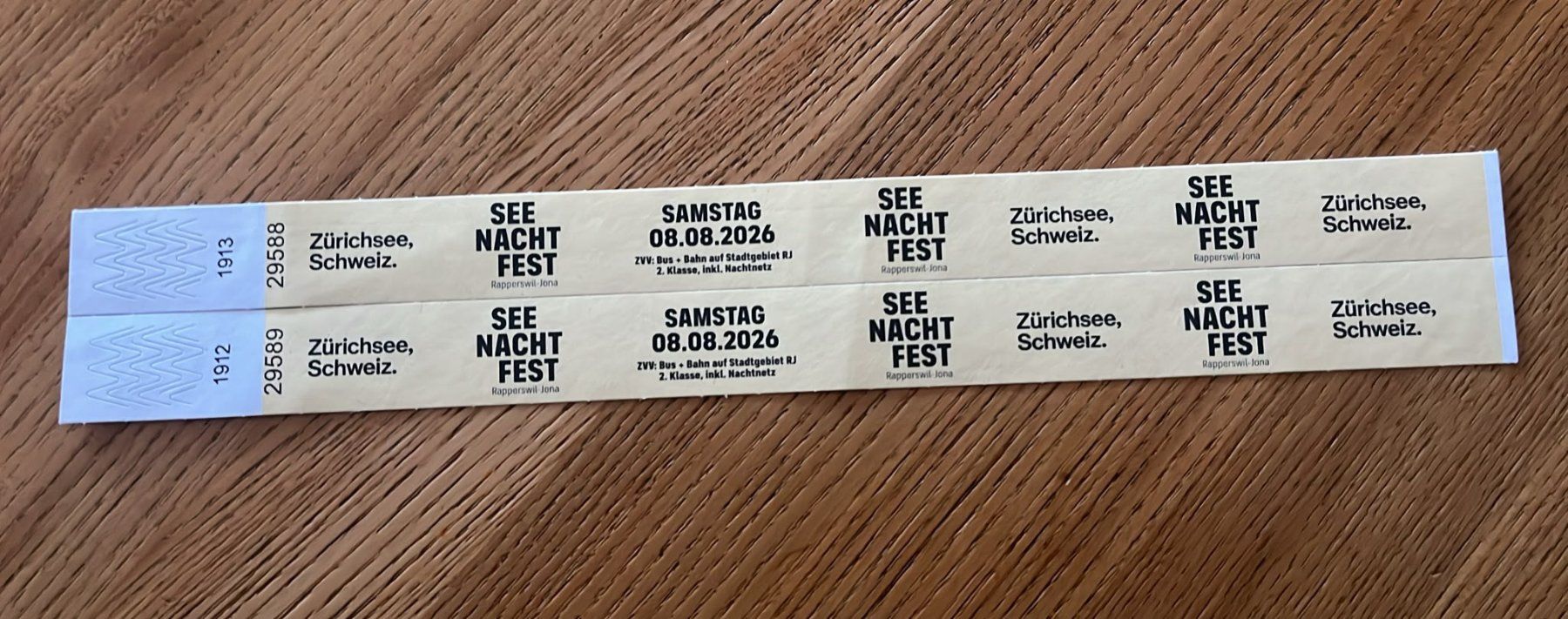 Billets: 2 Eintrittsbändel Seenachtsfest Rapperswil,  Samstag 8.8.26 – Neuf avec emballage d'origine à Jona par Jtschuderli