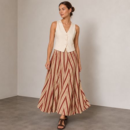 ZARA Sommerrock, gestreift Midirock Rock 38 Baumwolle NEU 99