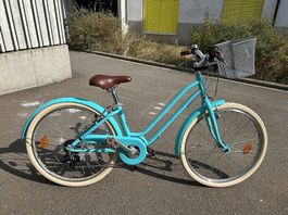 Kindervelo 24 Zoll mit Velokörbli Farbe Hellblau/Mint
