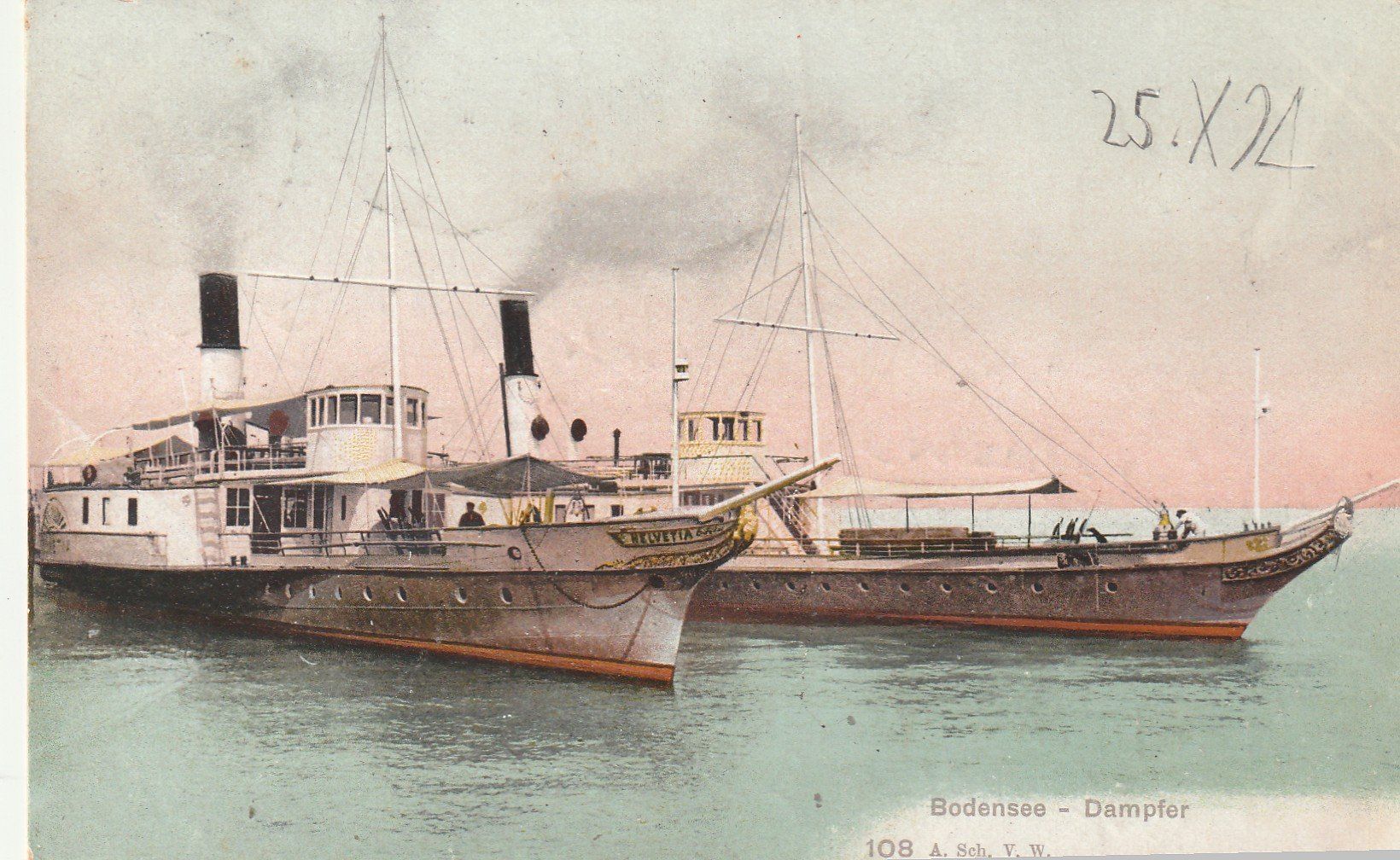 Cartoline postali: Alte Ansichtskarte Bodensee Dampfer Schiff Schweiz 1907 – Usato da Rupperswil venduto da Ema10