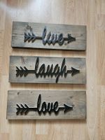 Holz Wanddeko "Live", "Laugh", "Love"