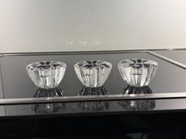 3 Kerzenhalter Glas massiv Orrefors Schweden 40er Jahre