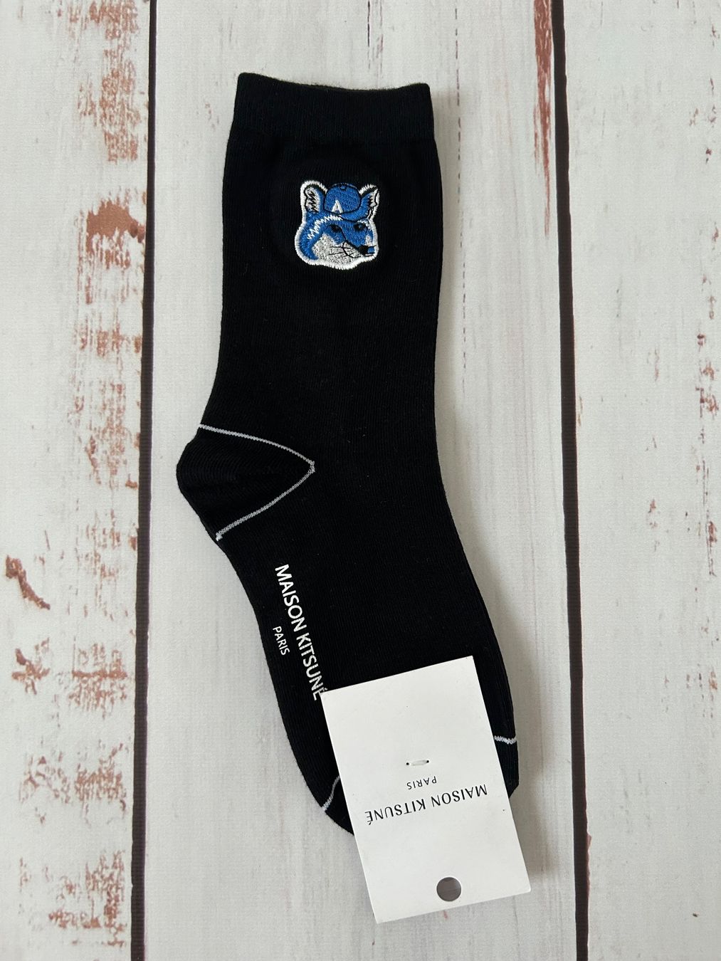 Calze: Socks  Socken Maison Kitsune with embroidered patch fox logo – Nuovo e nell'imballaggio originale da Zürich venduto da Ferienan 2