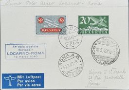 Schweiz 1940 Swissair Erstflug Locarno-Roma 18.3.1940