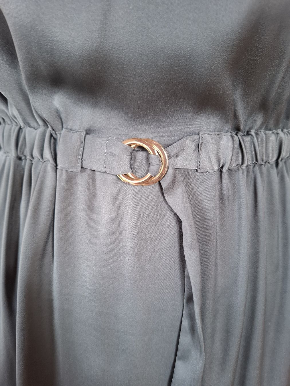 Vestiti: Kleid Gr 38 M Grau Satin elegant Gürtel edel basic luxury 33 – Usato da Vinelz venduto da sonnenmond77 2