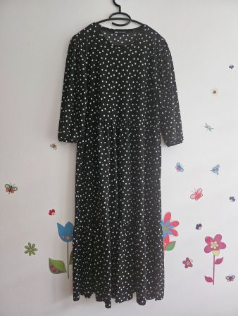 Robe Zara noire à pois blancs, taille L - Comme neuve!