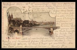 AK Basel, Teilansicht mit Kirche, 1899