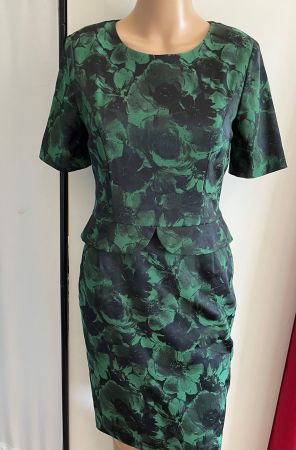 Elegantes Blumenkleid grün/schwarz Gr. 34 👗🌺