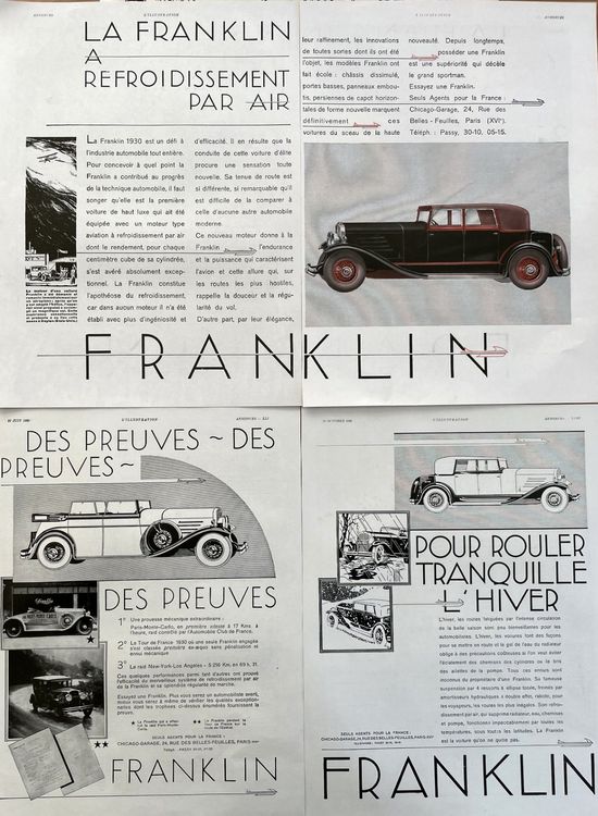 Franklin cars - 3 alte Werbungen / Anciennes publicités 1930 | Kaufen ...