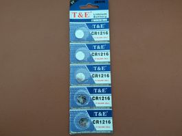 T&E Lithium Knopfzellen CR1216 3V , ideal für Uhren!