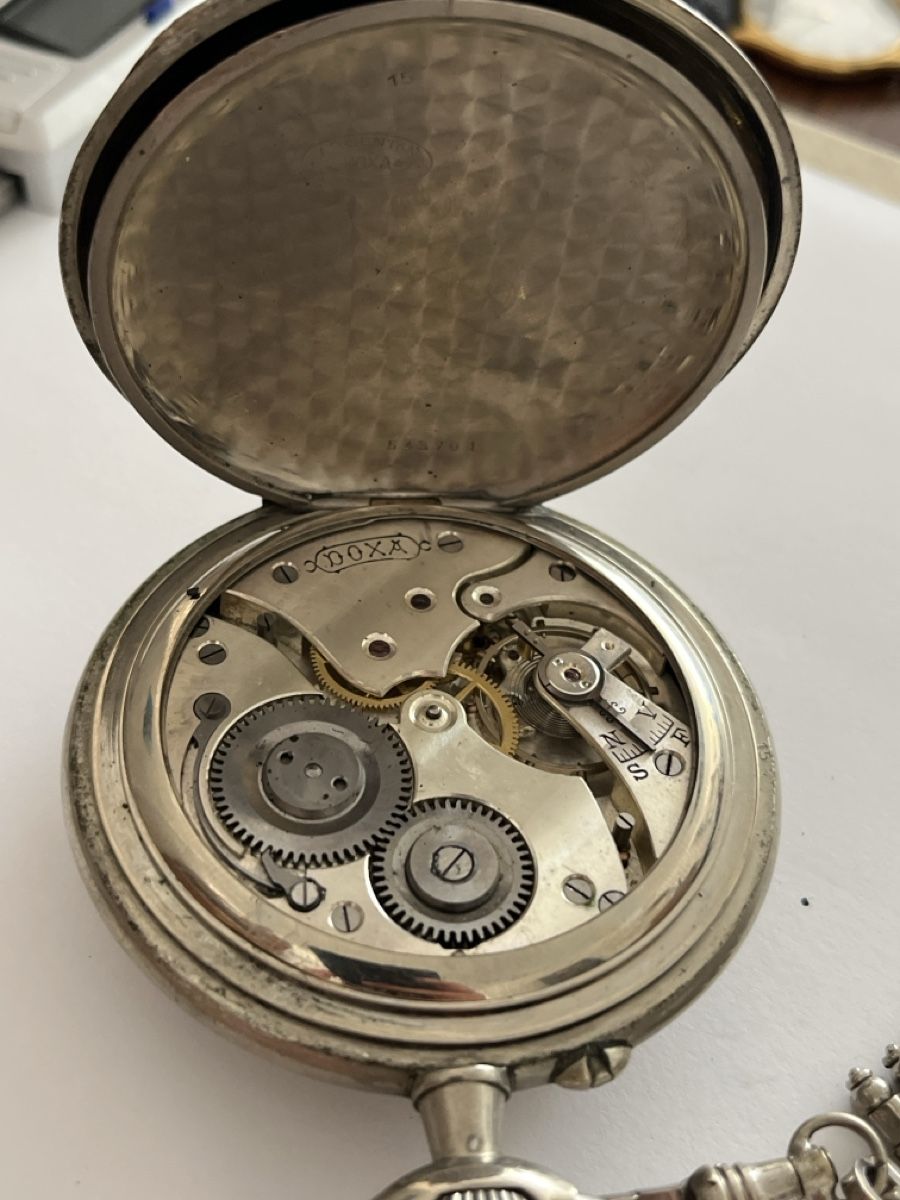 Doxa Orologi: Doxa Taschenuhr, "Eisenbahneruhr"  – Usato da Rheineck venduto da UhrenReinhardt 3