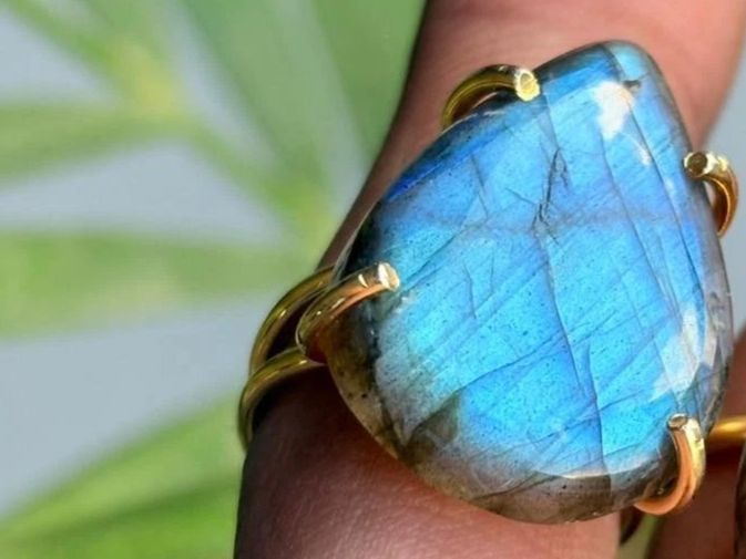 Anelli: Blau Labradorit Ring Edelstein Bague Labradorite 7 - 8 US – Nuovo (secondo la descrizione) da Prilly venduto da ilyria73 1