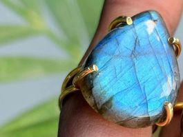 Blau Labradorit Ring Edelstein Bague Labradorite 7 - 8 US