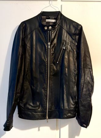 Giacca in pelle nera Daniele Alessandrini - Autunno 47