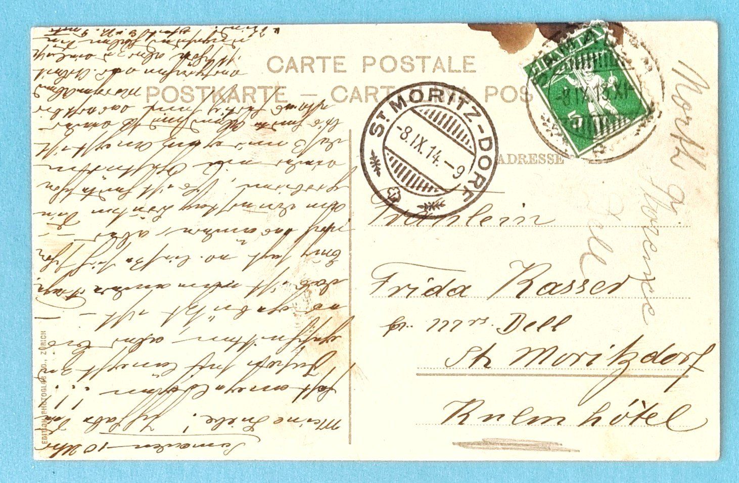 Cartoline postali: Samaden - Postkutsche - Bernina Post - 1914 – Usato da Rothrist venduto da RROENK 1
