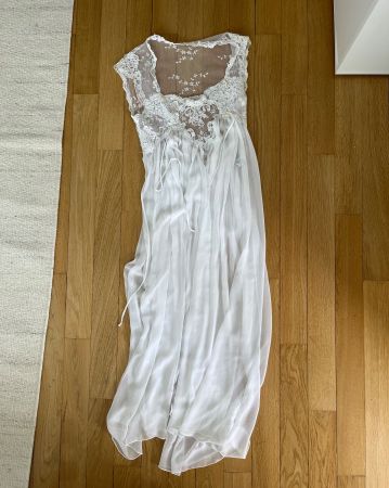 Diane Samandi Nachthemd Négligée Hochzeit Spitze weiss lang