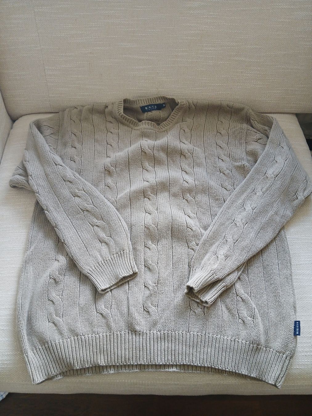 Pullover & Sweatshirts: BSCS Beige Cable Knit Sweater - Men's Size Medium! Nice! – Gebraucht aus Dübendorf von rol_fm6d