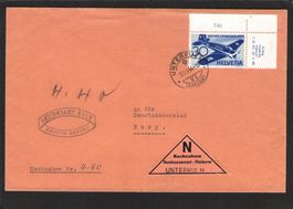 Stabstempel Unterkulm auf Amtl. Brief mit Flugpostm.,  1944
