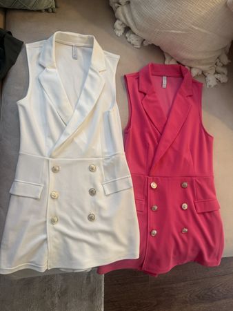 Jumsuit zweireihig pink und weiss Grösse 38