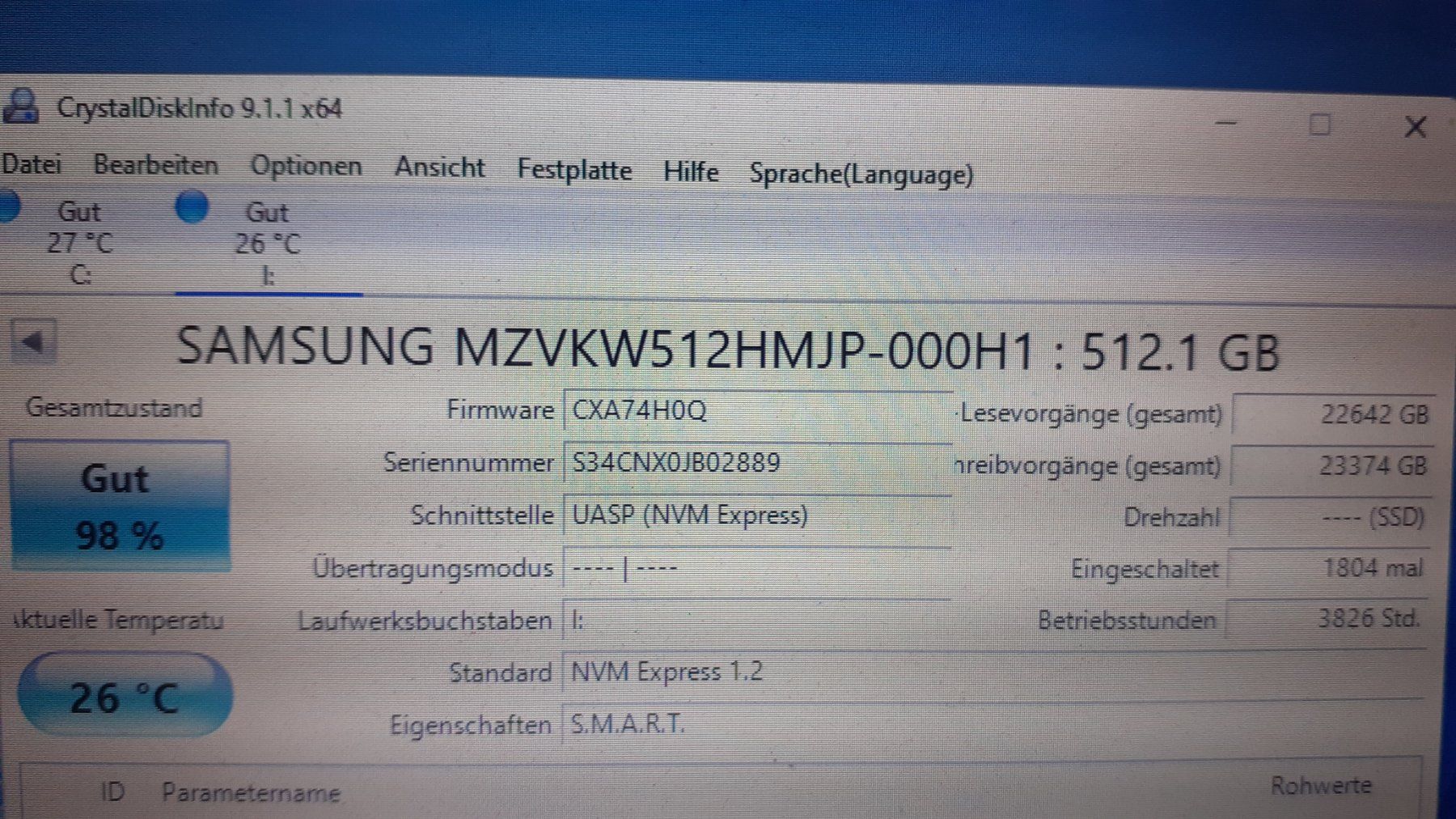 Samsung Harddisks: Samsung  512GB NVMe Notebook – Gebraucht aus Chur von Blackbook 2