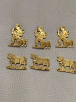 7 Appenzeller Sennen und 7 Kühe aus Messing Miniatur