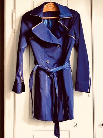 Trenchcoat Gr 40, Loriana, dunkel blau gegen violett