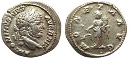 CARACALLA silver denarius (210-213 AD). Moneta