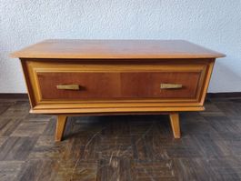 Mid Century Kommode Vintage Massiv Holz mit Schublade