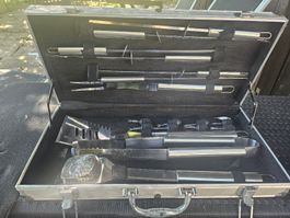 Grillbesteck Set Edelstahl Koffer 15 Teile neuwertig