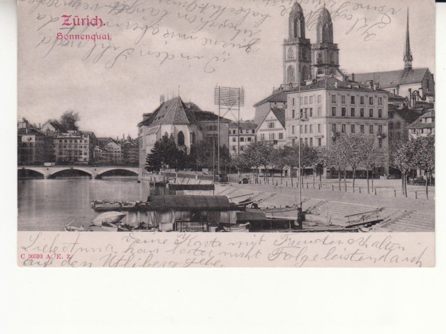 Ansichtskarten: Zürich Sonnenquai 1909 – Gebraucht aus Bürglen TG von StampGraf