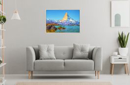 Stellisee mit Matterhorn, 60 x 90 cm, Echtholzrahmen, neu