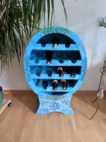 Weinregal blau rund Fassform für 14 Flaschen 95cm hoch
