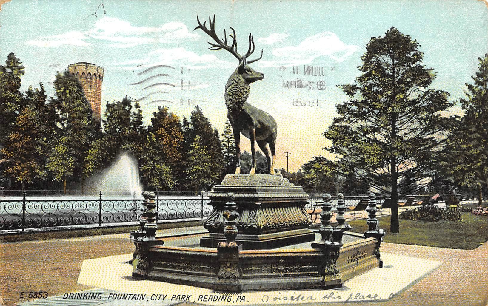 Ansichtskarten: Reading Pennsylvania, City Park, Drinking Fountain – Gebraucht aus Ottikon b.Kemptth. von Neptun1974
